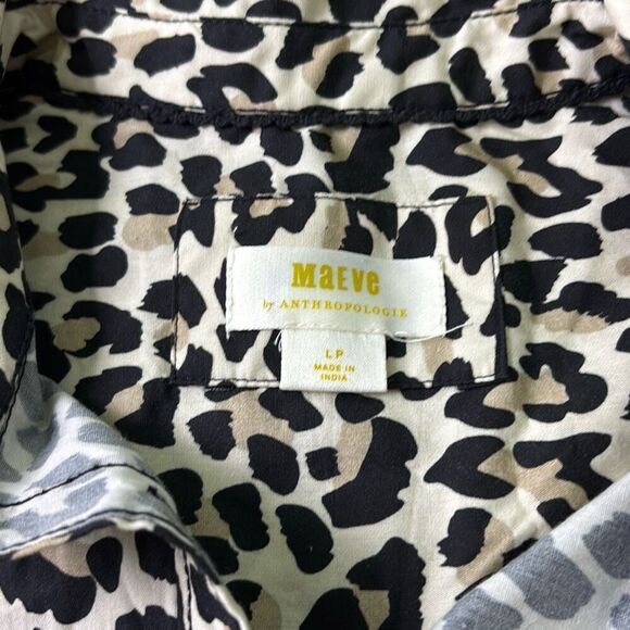 Maeve Anthropologie Bennet Leopard button down shirt Sz LP - Picture 8 of 10